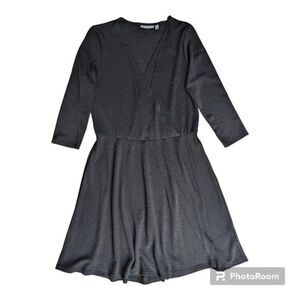 Faux Wrap Sweater Dress in Black Size XL